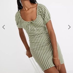 🏷️NWT Madewell Jacquard Puff-Sleeve Mini Dress in Gingham Check